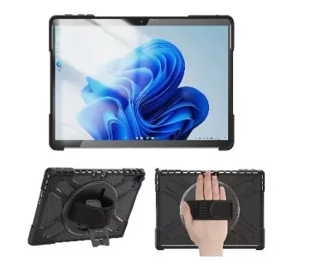 FUNDA DE USO RUDO PARA TABLETA MICROSOFT SURFACE PRO 10 PRO 11. Protector para tableta, rugged case with hand strap, color negro